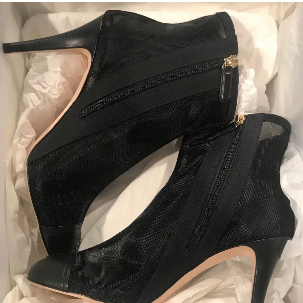 Chanel NIB Women’s Lambskin & Mesh Black booties